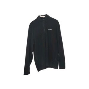 Eddie Bauer Polartec Mens Black 1/4‎ Zip Long Sleeve Pullover Fleece Jacket Xl